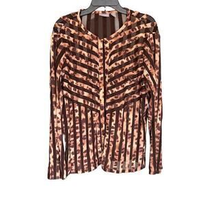 Travelers by Chico's animal print mesh mix cardigan mob wife NWOT plus SZ 3
